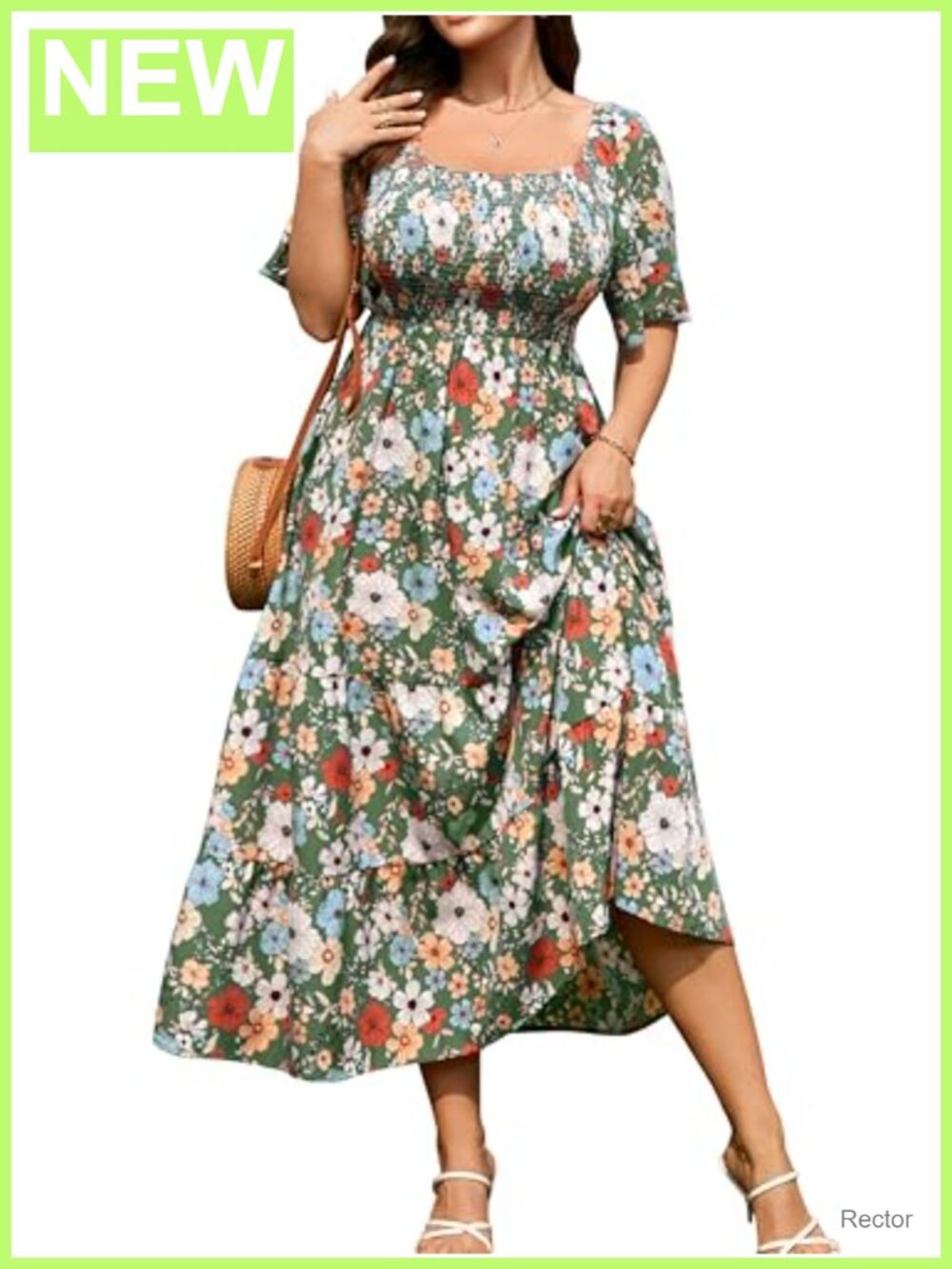 Plus Size Smocked Boho Maxi Dress Short Sleeve Flowy Summer Dresses